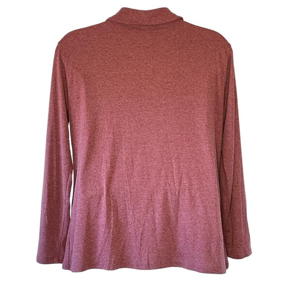 Cyanstyle Shawl Collar Asymmetric Zipper Neckline Raspberry Marled Heather  2XL - Picture 5 of 9